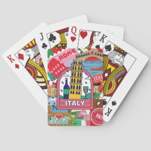 Italy travel - stamps and stickers playing cards