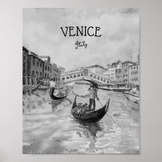 Italy Travel - VENICE black and white souvenir Poster