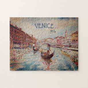 Italy Travel - VENICE watercolor souvenir Jigsaw Puzzle