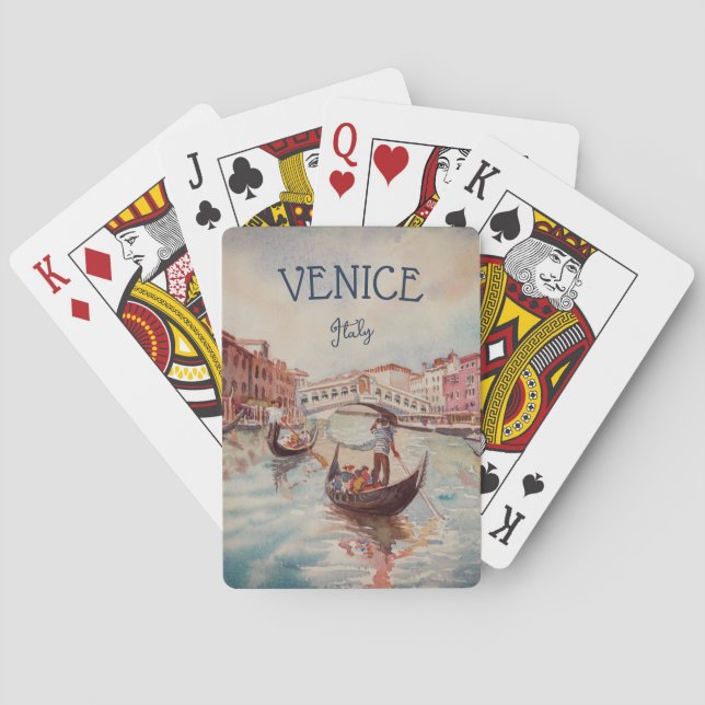Italy Travel - VENICE watercolor souvenir  Playing Cards (Back)