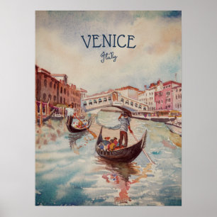 Italy Travel - VENICE watercolor souvenir Poster