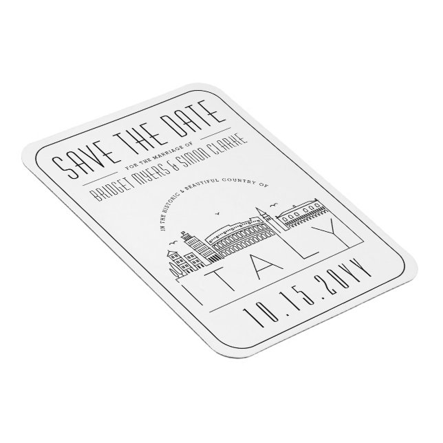 Italy Trip Wedding Stylized Skyline Save the Date Magnet (Right Side)