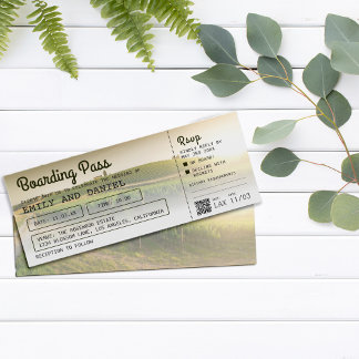 Italy Tuscan Destination Boarding Pass Wedding Invitation