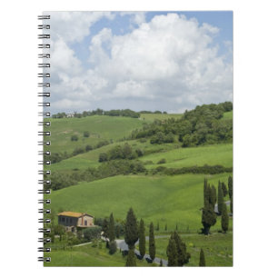 Italy, Tuscany. La Foce. A curved road winds up Notebook