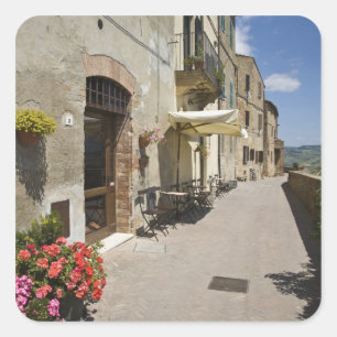 Italy, Tuscany, Pienza. Outer walkway around Square Sticker