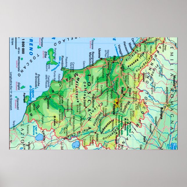 Italy - Tuscany - Tuscany Map - Poster (Front)