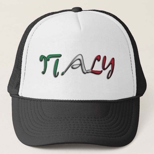 Italy Typography Country Flag Colours Trucker Hat (Front)