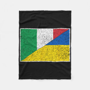 Italy Ukraine Flag Italian Ukrainian Support Citiz Fleece Blanket
