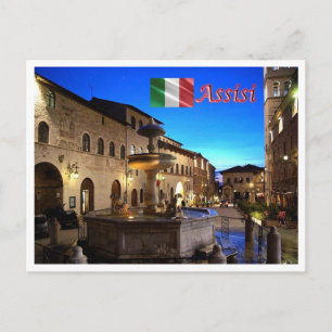 Italy - Umbria - Assisi - Town Hall Square - Postcard