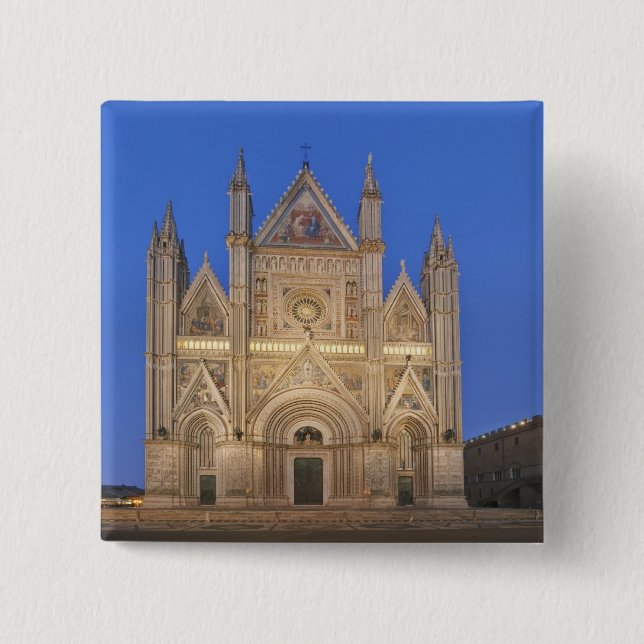 Italy, Umbria, Orvieto, Orvieto Cathedral 2 Inch Square Button (Front)