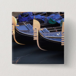 Italy, Veneto, Venice. Row of Gondolas. 2 Inch Square Button