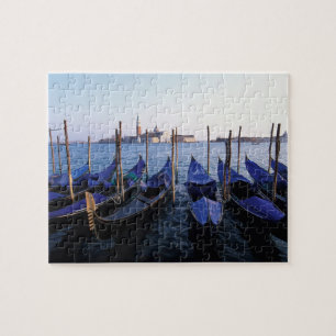 Italy, Veneto, Venice, Row of Gondolas and San Jigsaw Puzzle