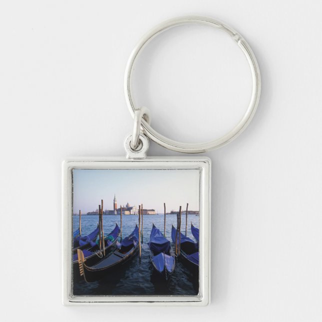 Italy, Veneto, Venice, Row of Gondolas and San Keychain (Front)