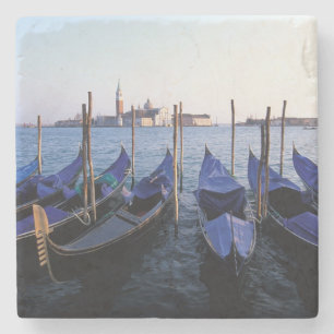 Italy, Veneto, Venice, Row of Gondolas and San Stone Coaster