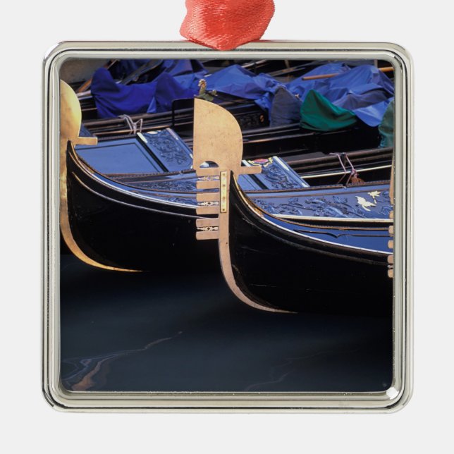 Italy, Veneto, Venice. Row of Gondolas. Metal Ornament (Front)