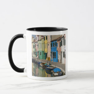 Italy, Venice, Burano. Multicolored houses along 2 Mug