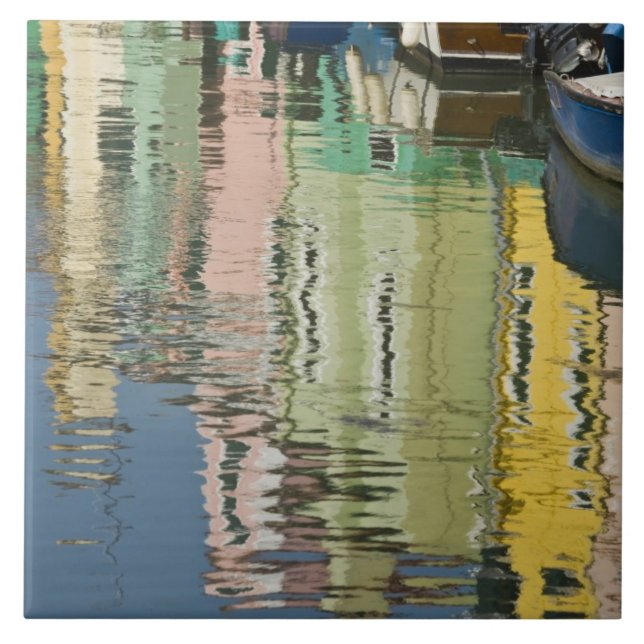 Italy, Venice, Burano. Multicolored houses along Tile (Front)