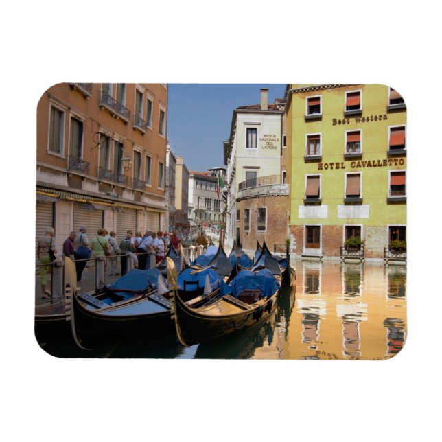 Italy, Venice, gondolas moored along canal Magnet (Horizontal)
