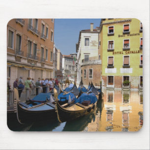 Italy, Venice, gondolas moored along canal Mouse Pad