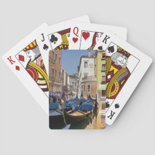 Italy, Venice, gondolas moored along canal Playing Cards