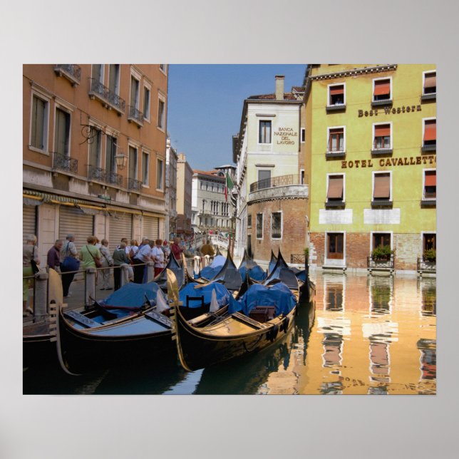 Italy, Venice, gondolas moored along canal Poster (Front)