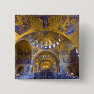 Italy, Venice. Interior of St. Marks Cathedral. 2 Inch Square Button