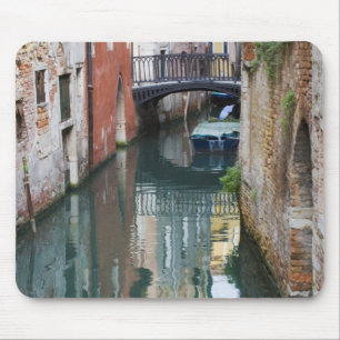 Italy, Venice, Reflections and Small Bridge of Mouse Pad