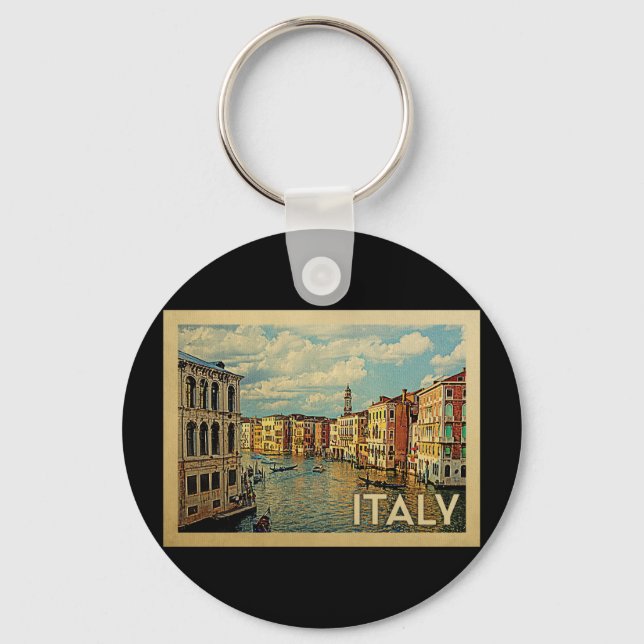 Italy Venice Vintage Travel Keychain (Front)