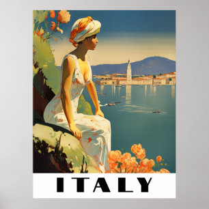 Italy Vintage Travel Romantic Mediterranean Poster