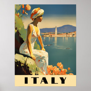 Italy Vintage Travel Romantic Mediterranean Poster