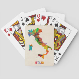 Italy Watercolor Map, Italia Playing Cards