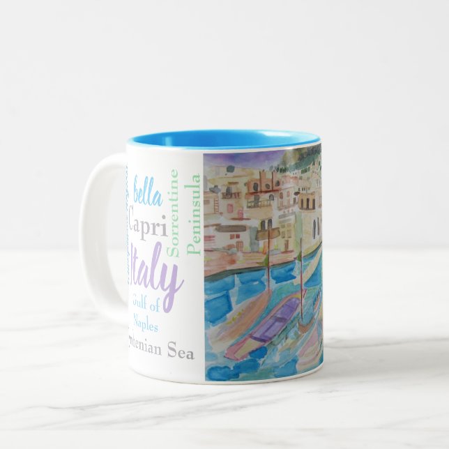 Italy Watercolour Two-Tone Coffee Mug (Front Left)