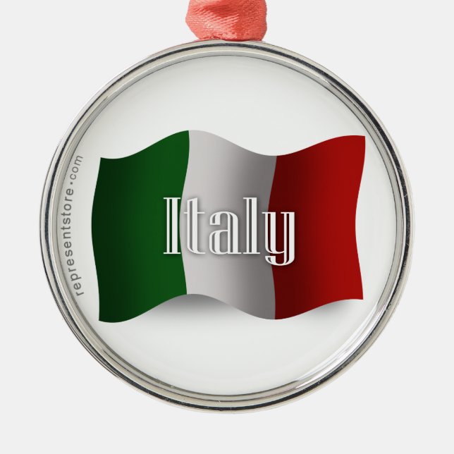 Italy Waving Flag Metal Ornament (Front)