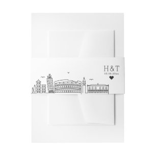 Italy Wedding   Stylized Skyline Monogram Invitation Belly Band