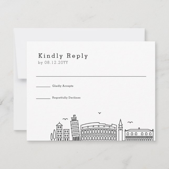 Italy Wedding | Stylized Skyline RSVP (Front)