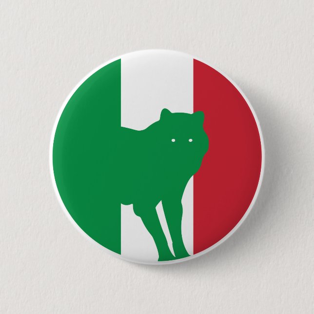 Italy Wolf Italian National Animal Flag 2 Inch Round Button (Front)