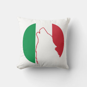 Italy Wolf Italian National Animal Flag Throw Pillow