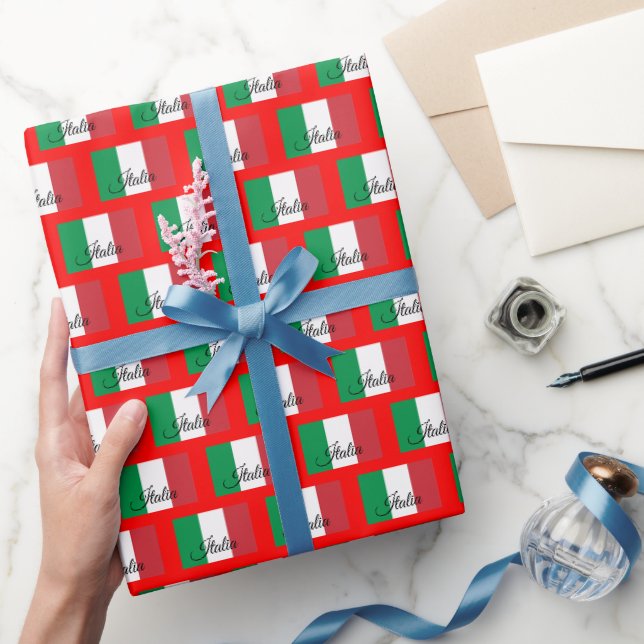Italy Wrapping Paper, Italian Flag patriotic Red Wrapping Paper (Gifting)