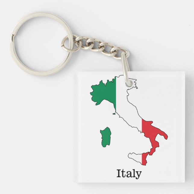Italy's Flag Within Its Map - Souvenir Collection Keychain (Front)