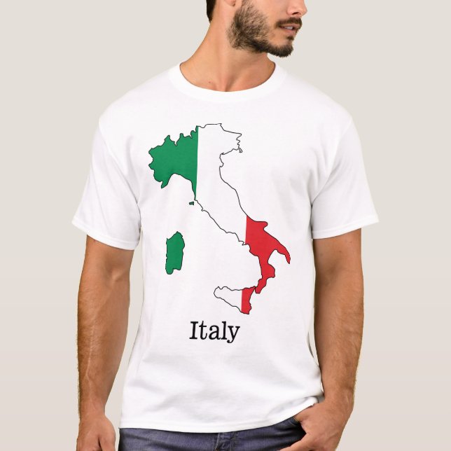 Italy's Flag Within Its Map - Souvenir Collection T-Shirt (Front)