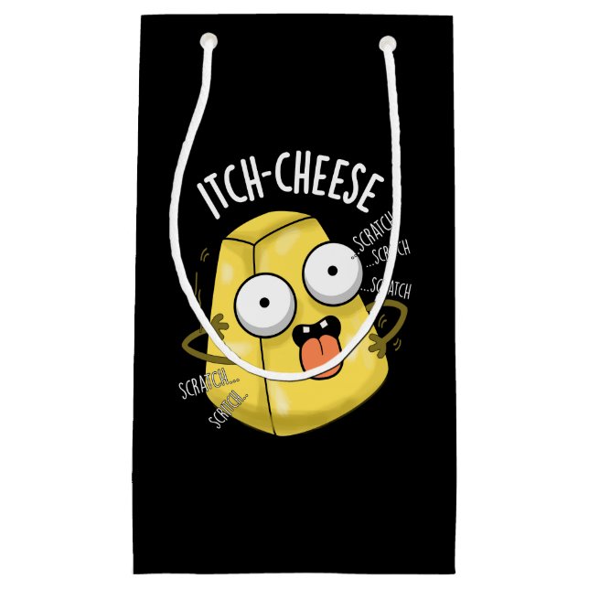 Itch-cheese Funny Cheese Pun Dark BG Small Gift Bag (Front)