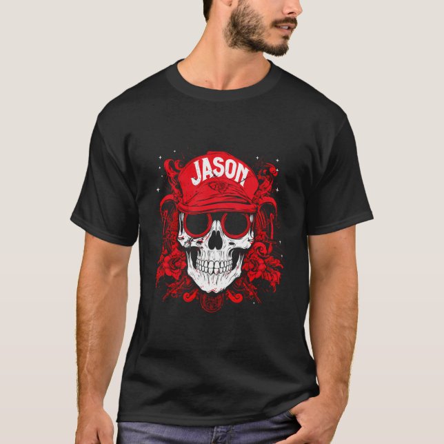 Items Personalized Skull With Jason Name T-Shirt (Front)