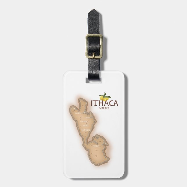 ithaca greece map luggage tag (Front Vertical)