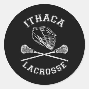 Ithaca Lacrosse Vintage Distressed Retro Lax  Classic Round Sticker