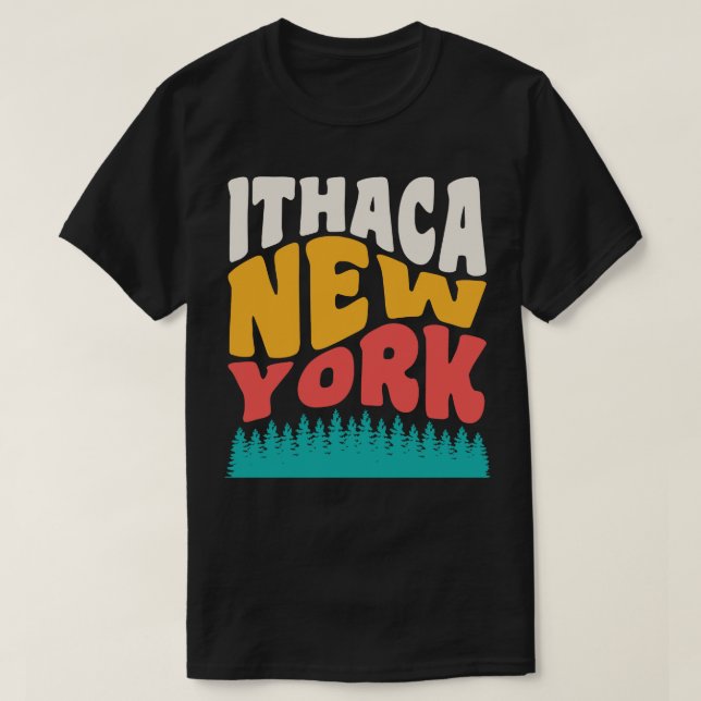 Ithaca New York State Parks Hiking Camping T-Shirt (Design Front)