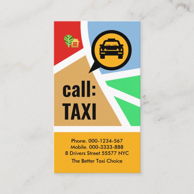 Itinéraire de carte des taxis élégant (Devant)