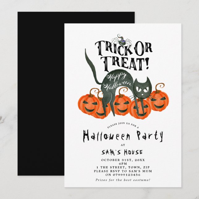 Itinéraire d'Halloween ou invitation à une fête (Devant / Derrière)