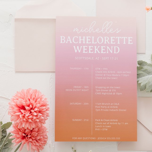 Itinéraire du programme de bachelorette de dégradé (Créateur téléchargé)