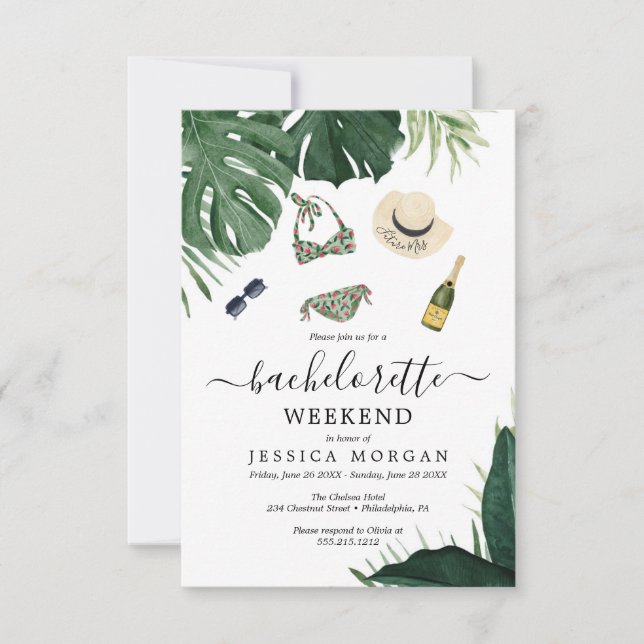 Itinéraire Invitation du Tropical Bachelorette Par (Devant)