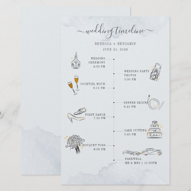 Itinéraire Mariage Budget Icônes modernes Carte Pr (Devant / Derrière)